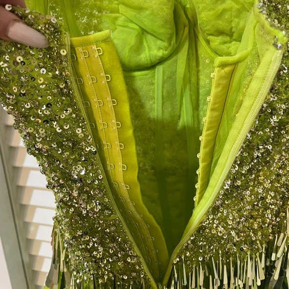 LIKE NEW Evening Gown statement couture neon green by Georges Hobeika - Picture 5 of 13